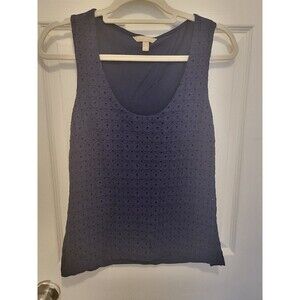 Banana Republic Dressy Tank Top with Eyelet Front Navy Size S